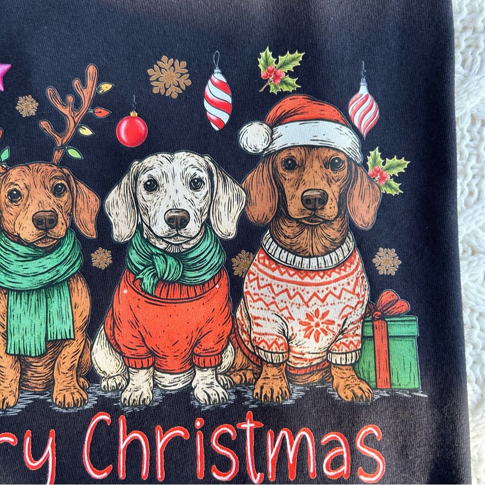 Comfort Colors Black Merry Christmas Dog Tee - Picture 4 of 5
